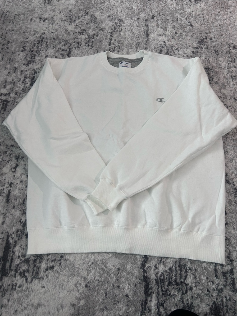 Champion White Crewneck Sweatshirt with Small Logo